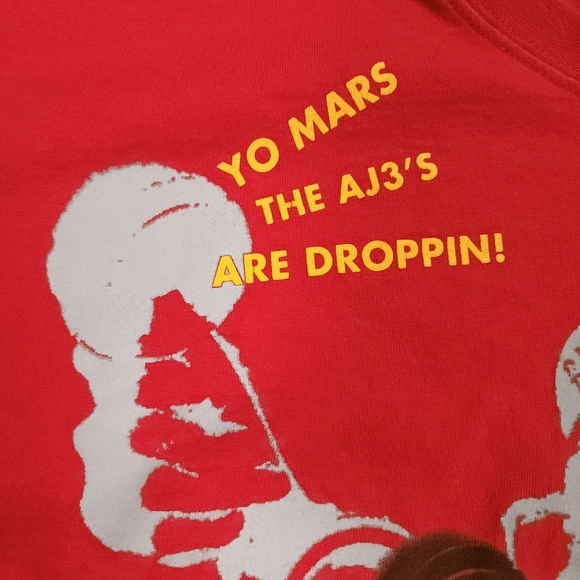 Vtg Air Jordan III 3 Spike Lee Mars Blackmon Graphic Tee Red Mens XL Small Hole - Picture 6 of 14